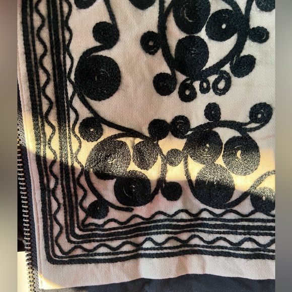 Free People XS black white embroidered zip front collared field jacket boho - Picture 11 of 15